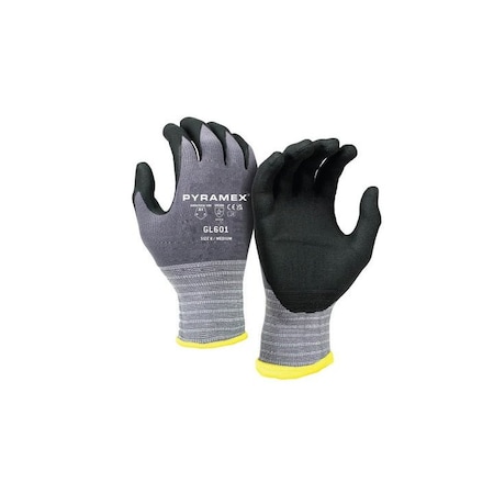Pyramex Nitrile Glove, Micro-Foam Nitrile, ANSI/ISEA 105 Abrasion Level, Gray, L GL601L